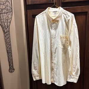 Izod Men's Off-White/cream yellow Button-Down Shirt